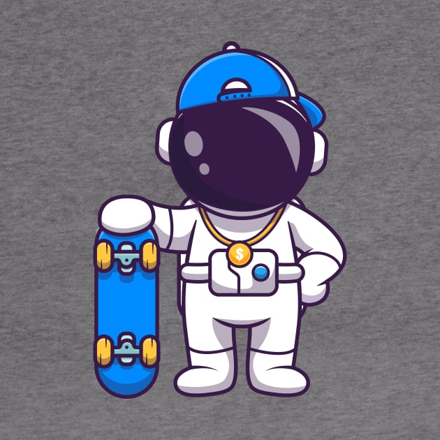 Cute Cool Astronaut With Skateboard Cartoon by Catalyst Labs